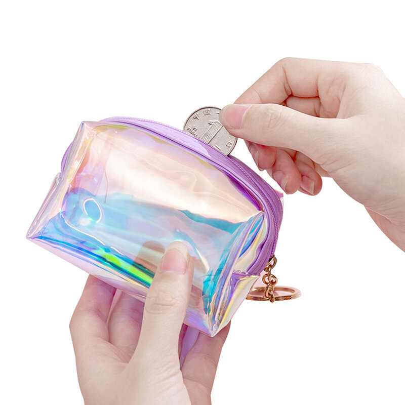 1 pçs saco de cosméticos a laser caso de maquiagem pvc transparente beleza organizador bolsa feminino saco de geléia senhora compõem bolsa