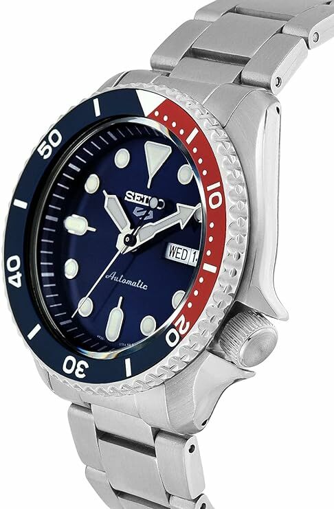 SEIKO-Men's Waterproof Steel Band Watch, relógios de pulso de quartzo automáticos, relógios redondos rotativos, Sports Series 5, Original, SRPD53K