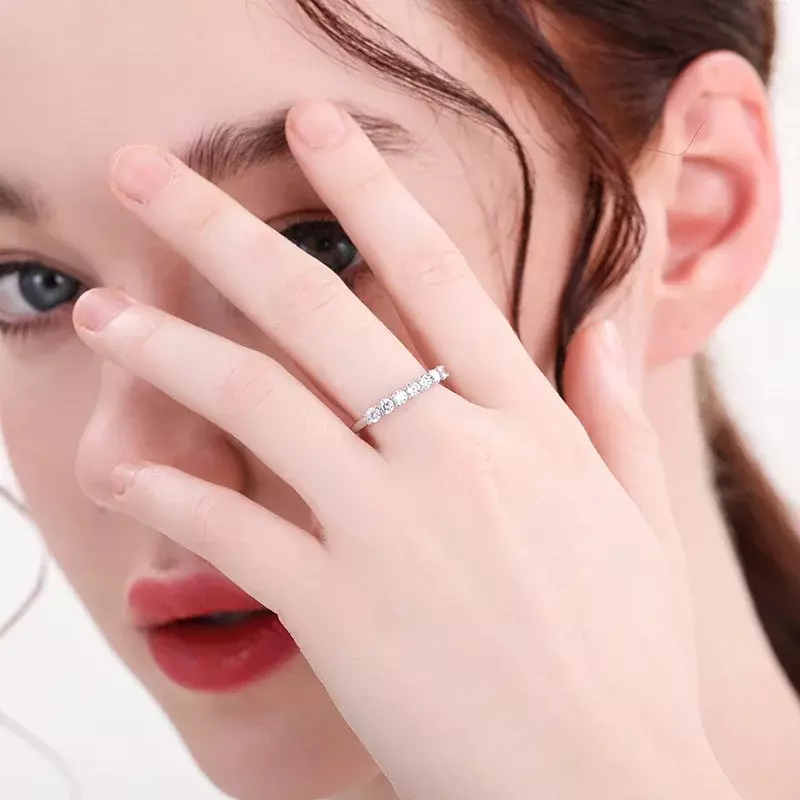 Alitree แหวนเพชรมอยส์ซอไนต์สี D S925แหวนค็อกเทลสเตอร์ลิงสีเงินวงแหวนสำหรับผู้หญิง