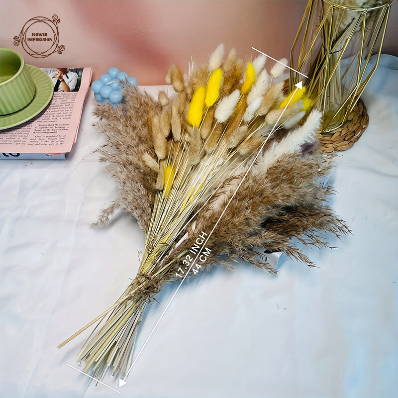 Ramo de flores secas de hierba de Pampas Natural, accesorios de decoración de mesas, flores artificiales bohemias, sala de estar, dormitorio, otoño