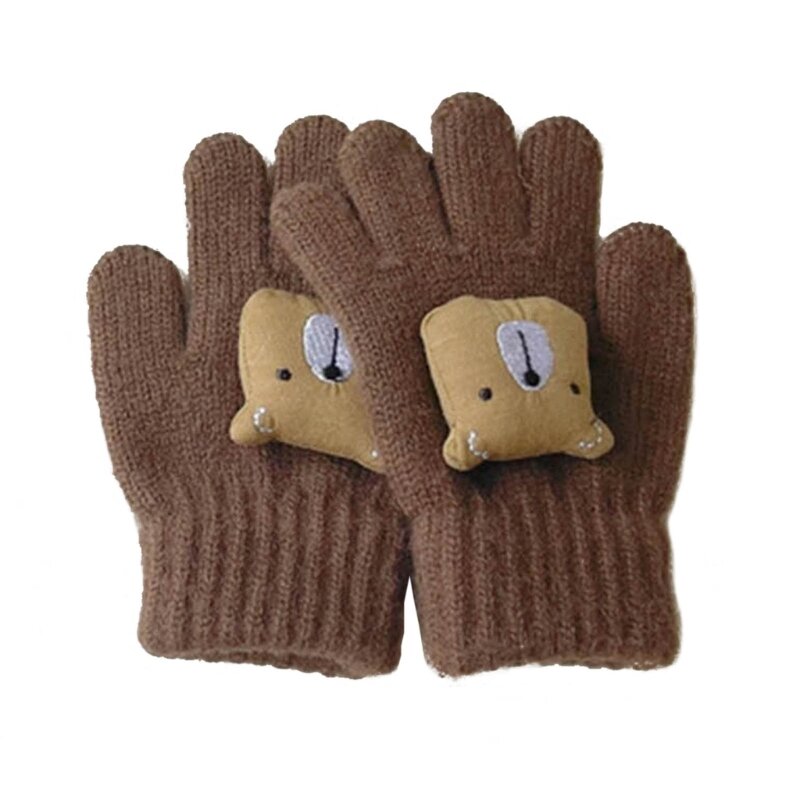Luvas fofas de urso de dedo com padrão de desenho animado luvas confortáveis ​​para meninos e meninas