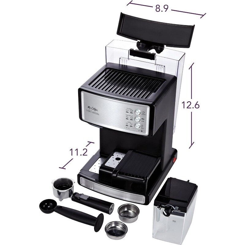 Mr. Coffee máquina de café expreso y capuchino, cafetera programable con automática