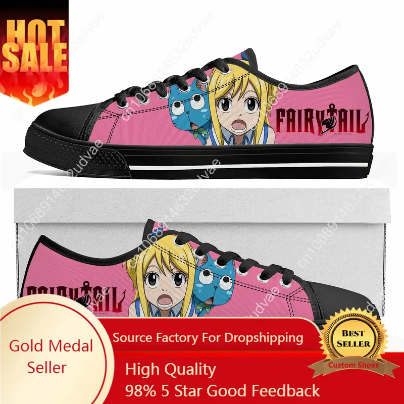 Lucy Heartfilia Cartoon F-Fairy T-Tail Low Top Sneakers Mens Womens Teenager High Quality Canvas Sneaker Couple Shoe Custom Shoe