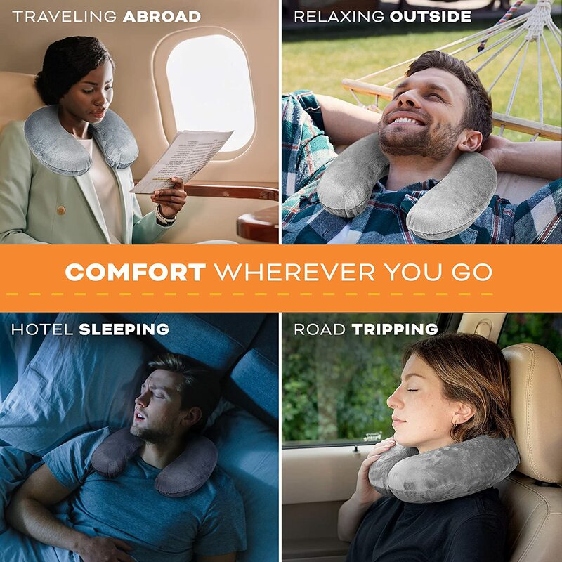 New U Shaped Travel Pillow Car Air Flight Inflatable Pillows Neck Support Headrest Cushion Soft Nursing Cushions Neck Pillow