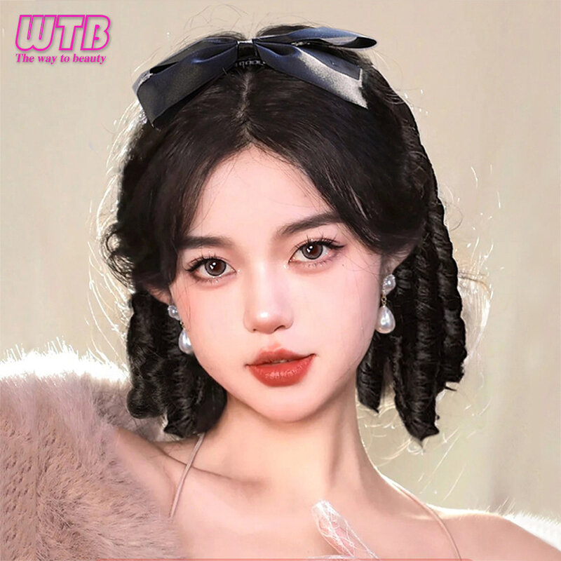 WTB Synthetic Wig Female Retro Hairstyle Roman Curly Wig Long Curly Hair Fake Ponytail Chignon Heat-resistant Wig