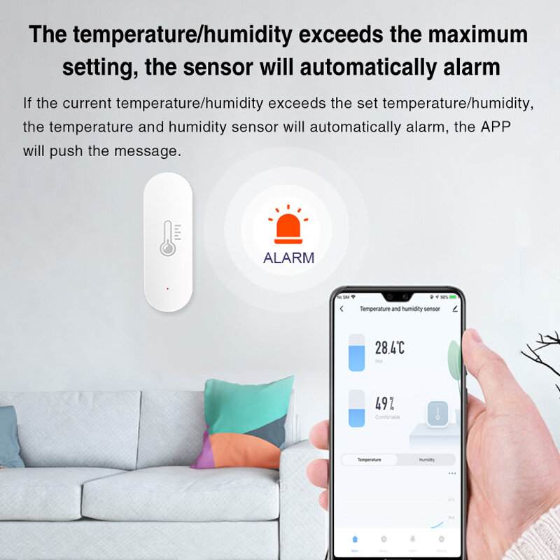 IHSENO Tuya WiFi czujnik temperatury i wilgotności inteligentne życie APP Monitor inteligentna praca domowa z Alexa Google Home nie wymaga piasty