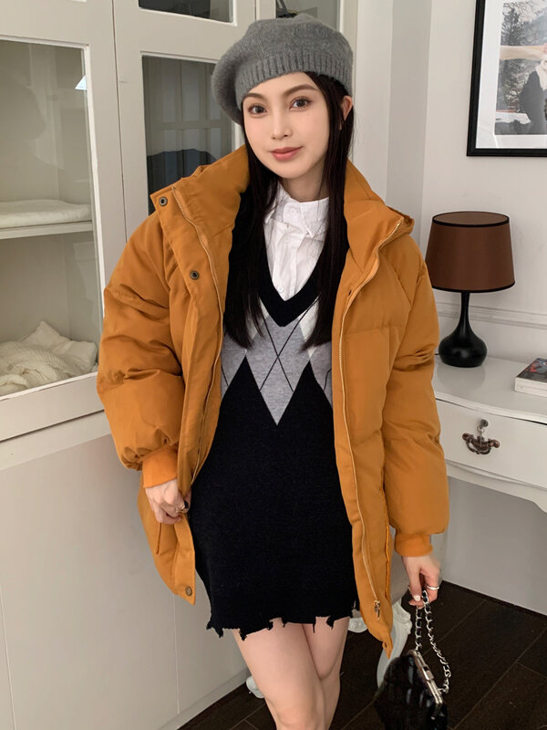 Giacca in cotone da donna coreana cappotto Casual allentato con cappuccio giacca da pane da donna parka da donna 2023 inverno