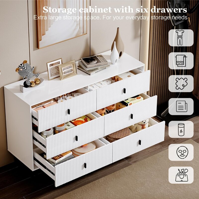 Large Double Dresser With Wide Drawers Furniture Makeup Dressing Table for Cosmetics Modern Chest of Drawers Storage the Bedroom