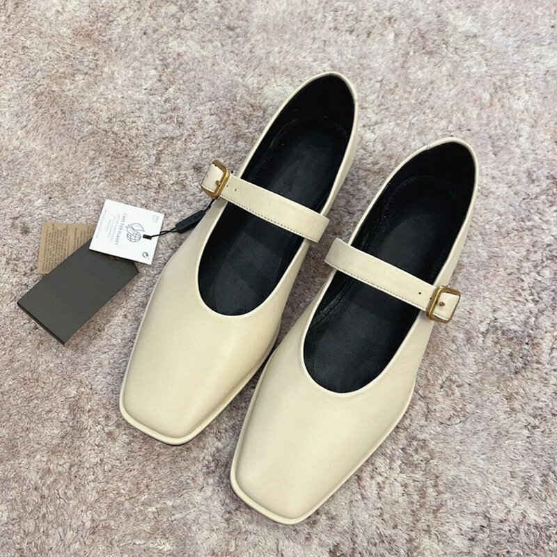 Maxdutti 2023 wiosna nowa moda francuskie buty w stylu Vintage damskie okrągłe buty ogrodowe z prawdziwą skórą wygodne Mary Janes