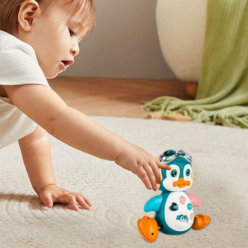 Pinguim Crawling Toys para meninos e meninas, brinquedo de desenvolvimento educacional pré-escolar com luz e música dançando