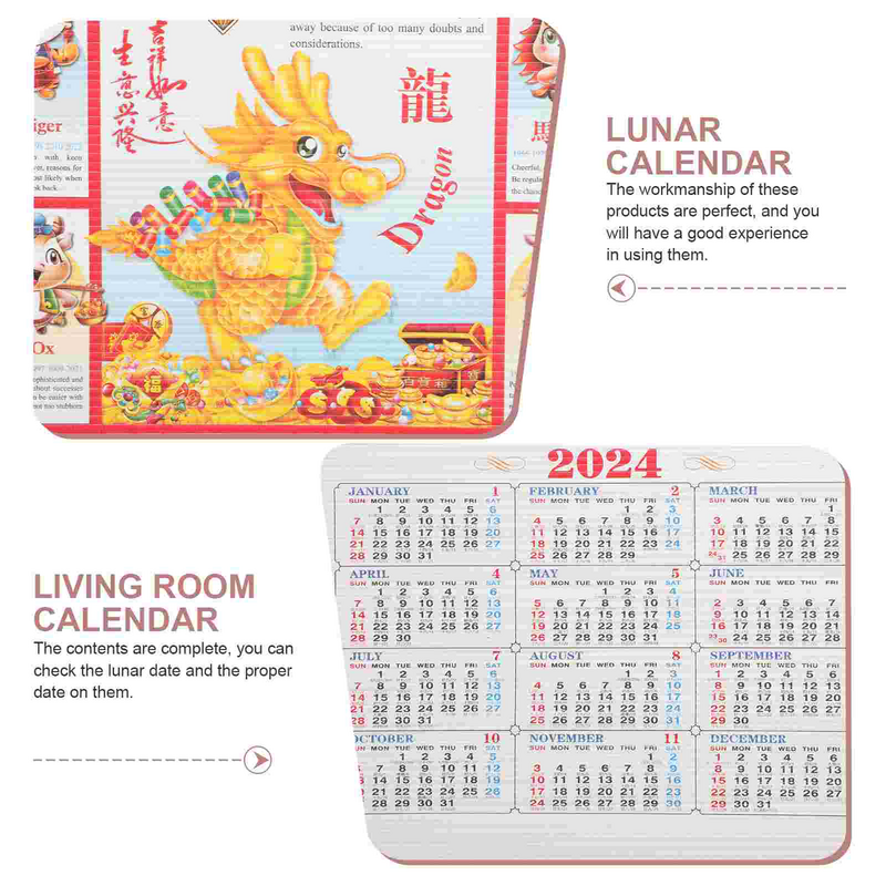 Calendrier chinois du nouvel an chinois, calendrier traditionnel, ornement de l'année du dragon, décoration de la maison, défilement