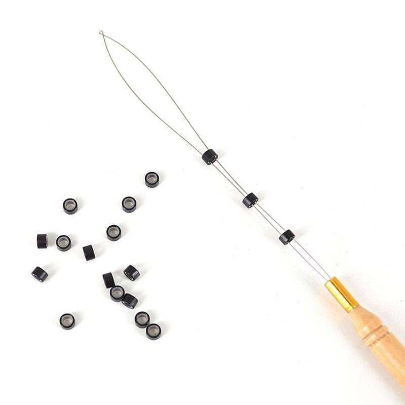 1 stücke Mikro ring Haar verlängerung Haken ziehen Werkzeuge Nadel mit Haar zange Perlen Mikro ringe Schleife Einfädler ziehen Nadel verwendet