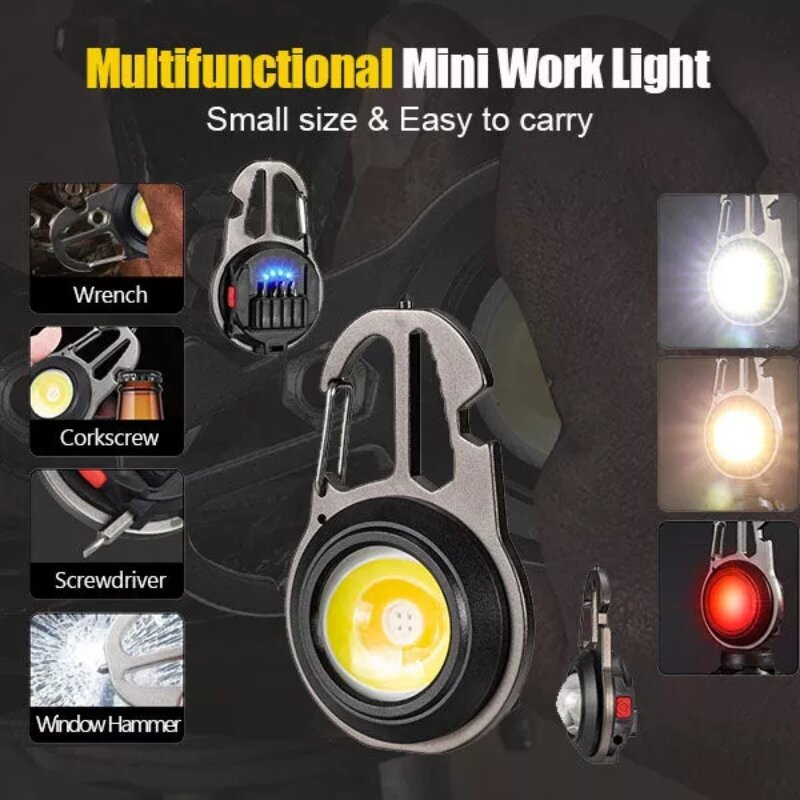 Multifunctional Mini Work Light Outdoor Floodlight USB Rechargeable Emergency LED Torch Strong Magnetic Portable