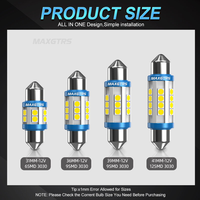 Lâmpada canbus de chip para carro, lâmpada led para automóveis, iluminação da placa, 3030 k, c5w, c10w, 6000, 31mm/36mm/39mm/41mm