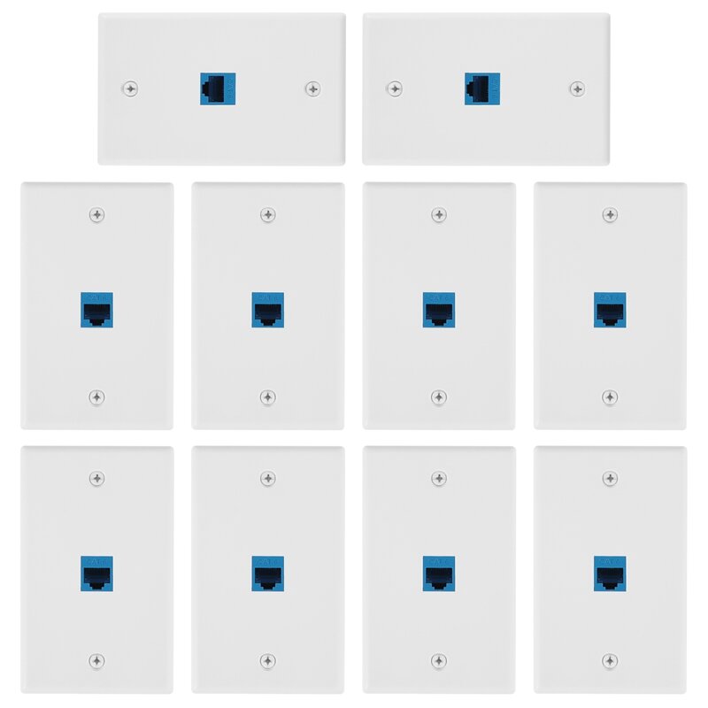 10 peças ethernet placa de tomada de parede cat6 rj45 placa jack fêmea para ethernet fêmea acoplador em linha placas ethernet