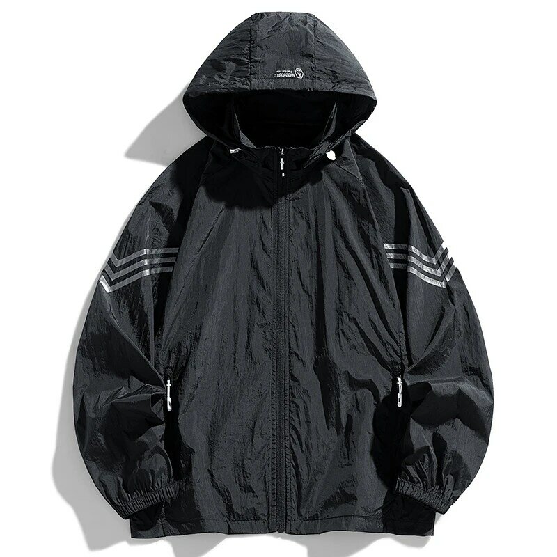 UPF50 + 햇빛 차단 의류, 야외 스탠드 업 칼라, 자전거 방풍, 빠른 건조 코트, 패셔너블 스트리트 후드, 얇은 재킷