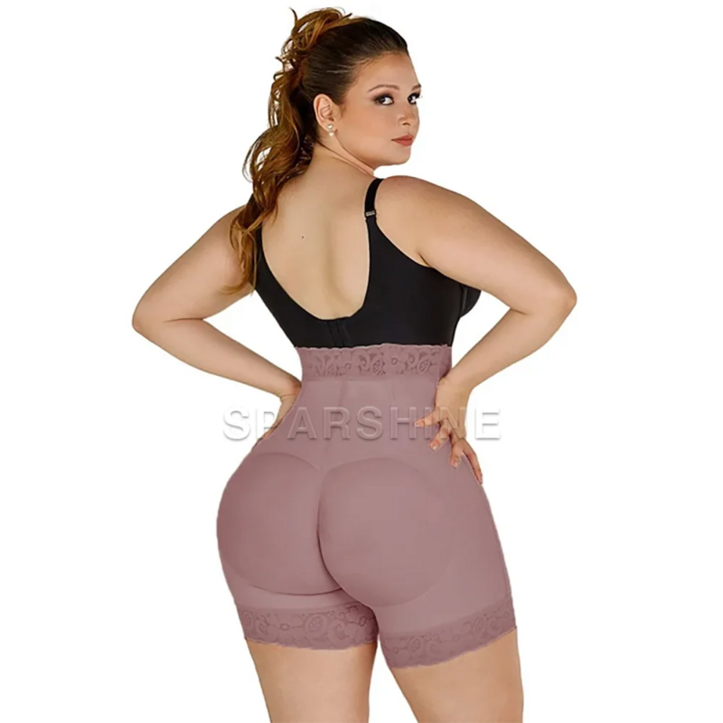 Fajas Colombianas de cintura alta para mujer, pantalones cortos levantadores de glúteos, moldeadores de cuerpo, Control de barriga, adelgazamiento, encaje plano, moldeador de vientre