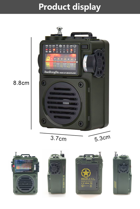 Mini Radio Multibanda con Altavoz Bluetooth, reproductor de tarjetas enchufable, receptor de Radio Fm/Mw/Sw/Wb, reproducción de música, alarma, bloqueo de reloj, DHR-700