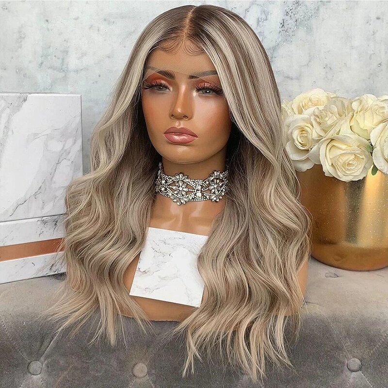 Highlight Wig Human Hair Natural Wavy Wigs for women Ombre 13x4 Lace Front Wigs HD Transparent 13X6 Lace Frontal wig Brazilian