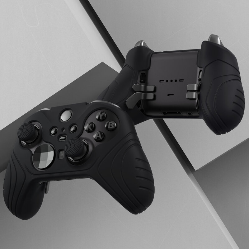 PlayVital 사무라이 에디션 미끄럼 방지 그립 실리콘 소프트 케이스, Xbox 엘리트 무선 컨트롤러 시리즈 2 W/엄지 그립 캡