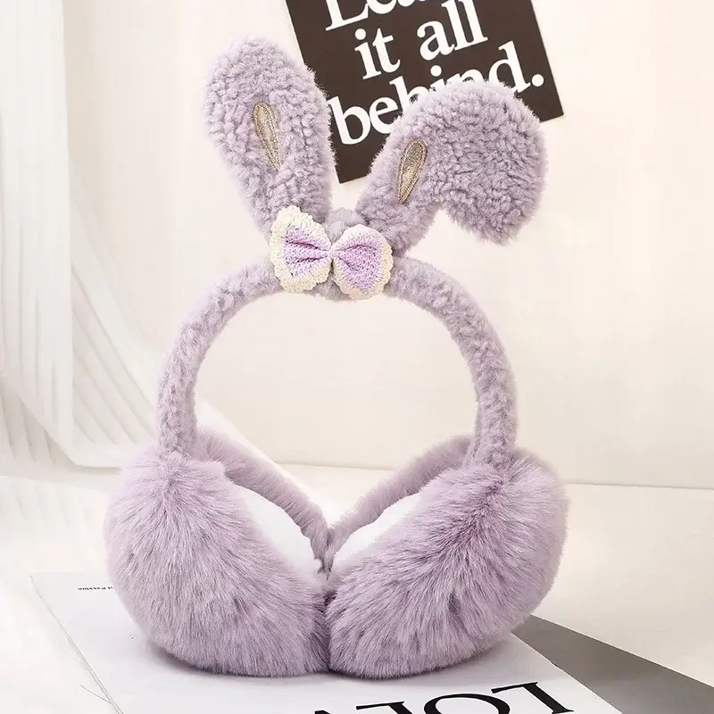 Cartoon Bunny Rabbit Design Earmuffs Retractable Winter Cold Proof Cartoon Warm Plush Earmuffs For Boys And Girls
