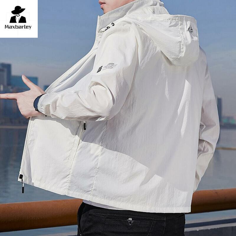 Chaqueta de secado rápido para exteriores, abrigo de manga larga transpirable con capucha, resistente a los rayos UV, con cremallera, Color sólido