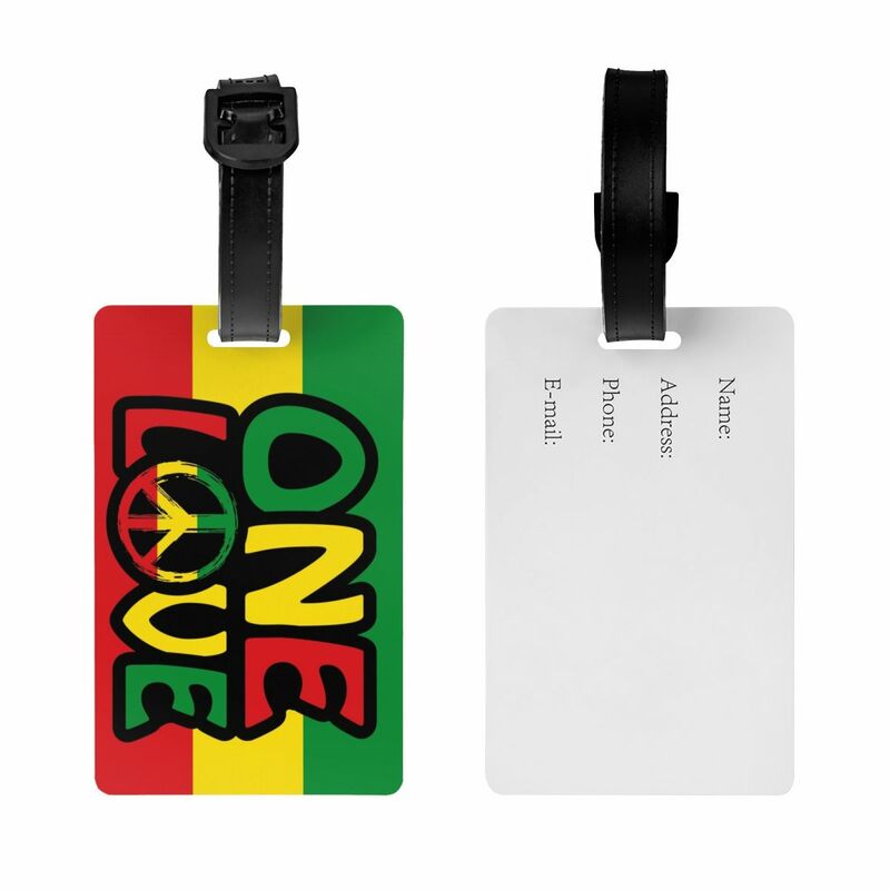 Custom LOVE Reggae Peace Symbol Luggage Tag for Suitcases Privacy Cover ID Label