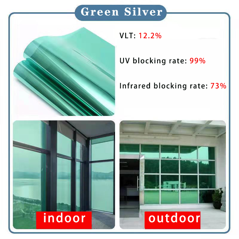 Film jendela insulasi tenaga surya, lapisan warna cermin reflektif untuk jendela, stiker privasi, lapisan vinil potongan UV 99%