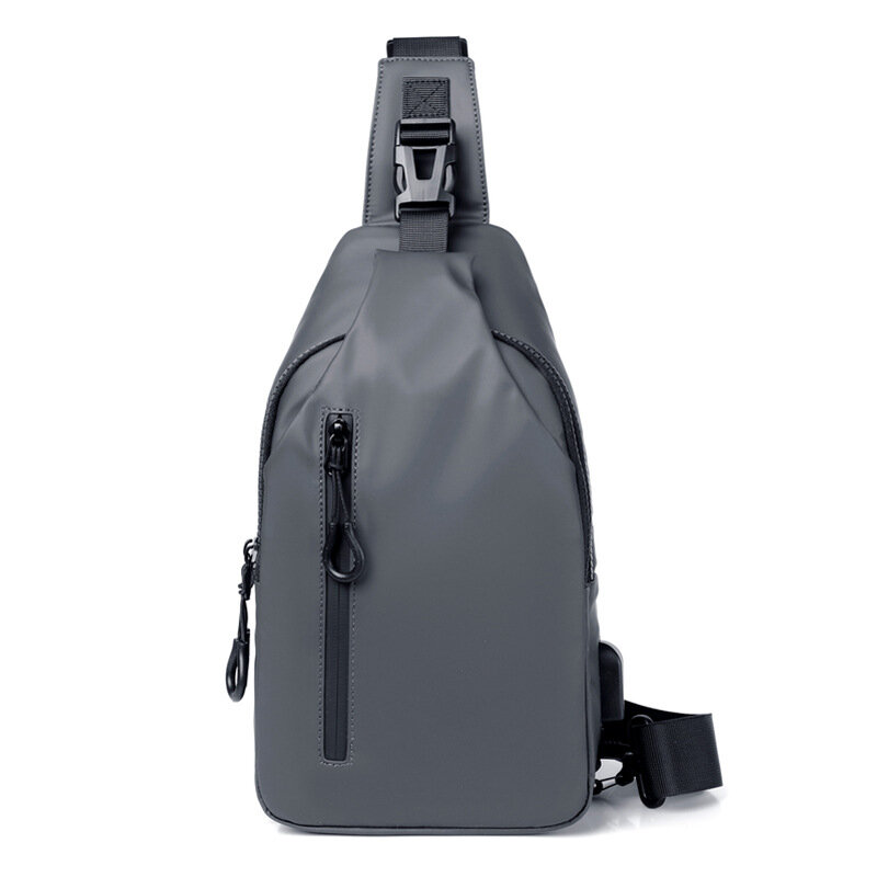 Bolso de pecho informal impermeable para hombre, bolsa cruzada multifunción antirrobo con carga USB, nueva moda de viaje