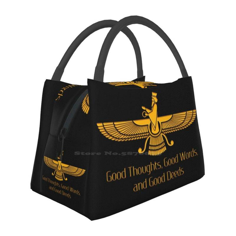 Zoroastrian símbolo e princípios bons pensamentos boas palavras boas ações bolsa de ombro casual mochila para a escola de viagens esportivas ahura