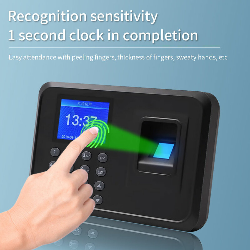 Biometric Attendance System USB Fingerprint Reader Time Clock in Employee Management Machine Electronic Device English INA MAS