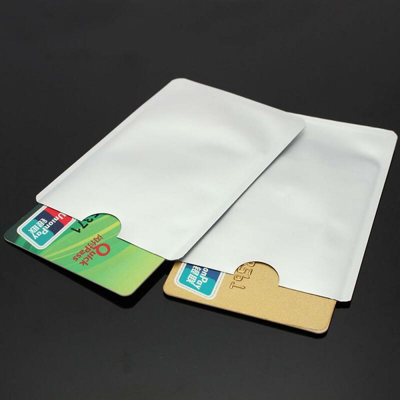 Aço Prata Alumínio Business ID e Cartão de Crédito Protector, Secure Sleeve, RFID Blocking ID Holder, Foil Shield, 10pcs
