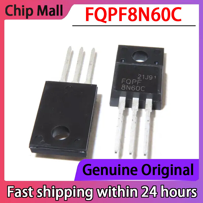 Transistor de piezas MOSFET de Canal N, 1 TO-220F, FQPF8N60C, 8N60C