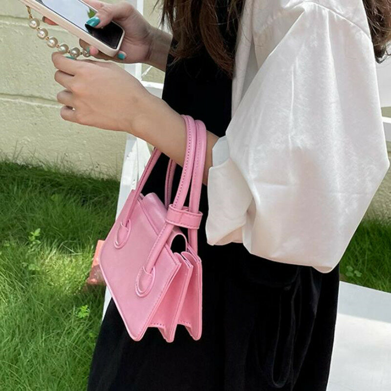 Mini borsa alla moda per donna borsa a patta in pelle PU borsa a tracolla piccola a tracolla in puro colore borsa a tracolla per ragazze