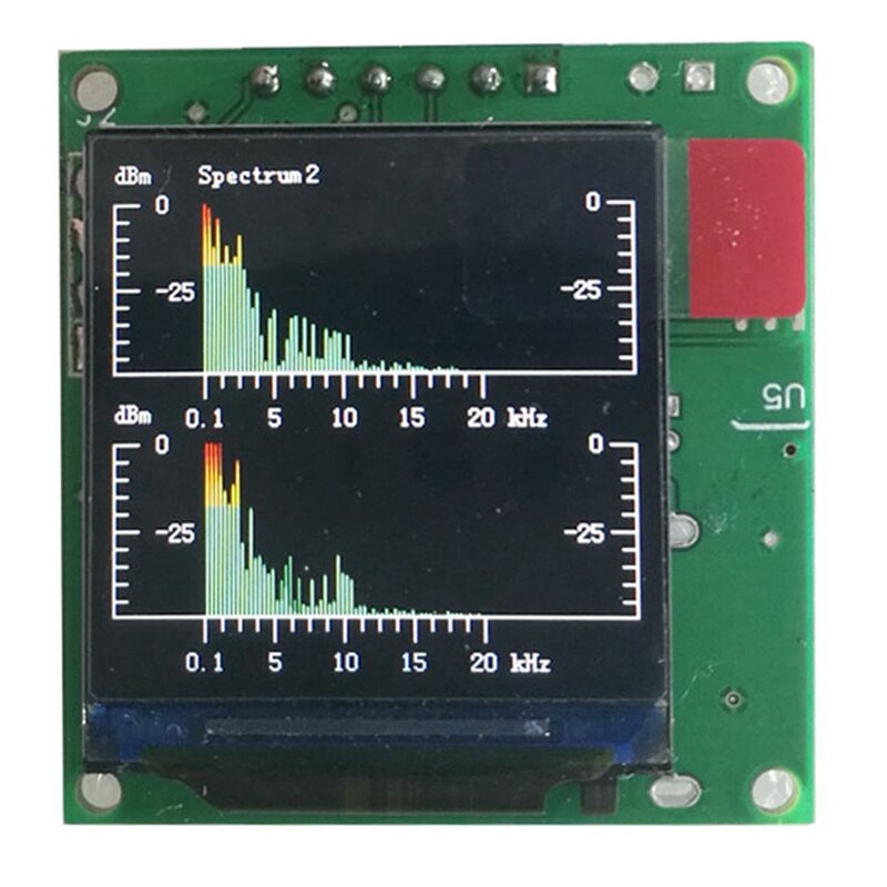 Modul tampilan spektrum musik 1.3 inci LCD MP3 penguat daya indikator Level Audio irama modul VU METER seimbang