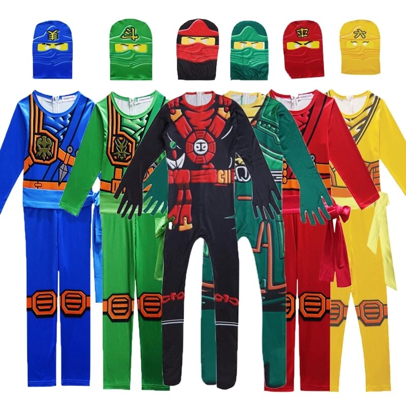 Disfraz de superhéroe Ninja para niños, ropa con capucha para Halloween, Phantom Ninja