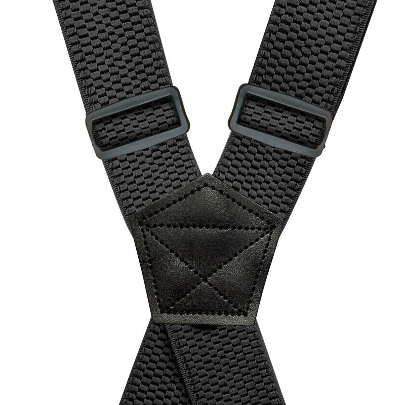 Suspensórios para trabalhos pesados para homens, costas X largas, 4 fechos de plástico para calças elásticas ajustáveis, preto, 3,8 cm