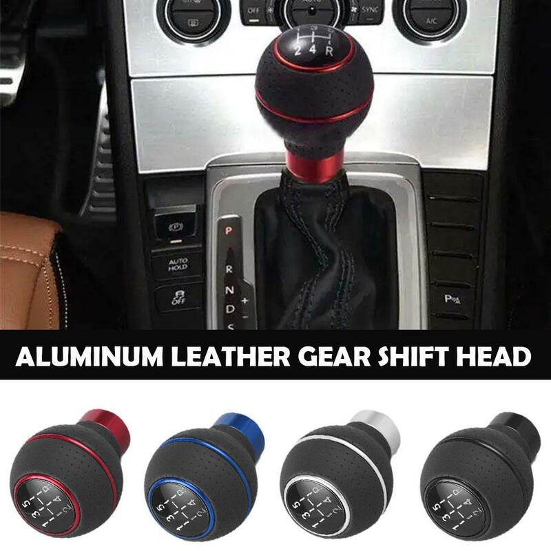 5 Speed Universal Leather Aluminium Circular Car Gear Stick Shift Knob Shifter Lever Head Handle Nonslip Manual Shifter Styling