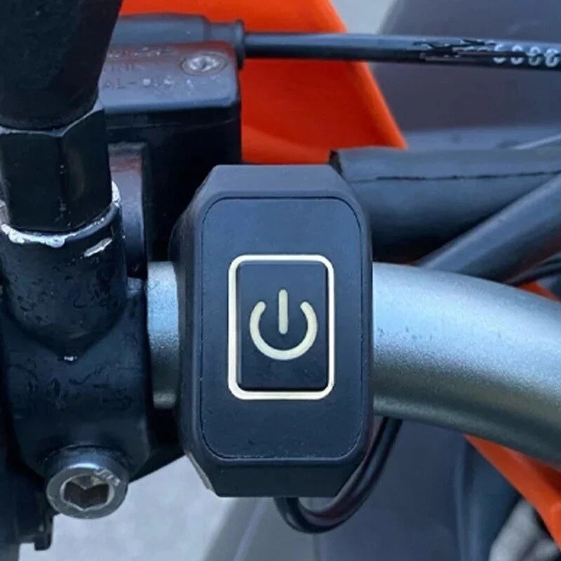 Tombol saklar sepeda motor 22mm, dudukan setang tahan air dimodifikasi kontrol klakson ON/OFF dengan lampu tampilan LED