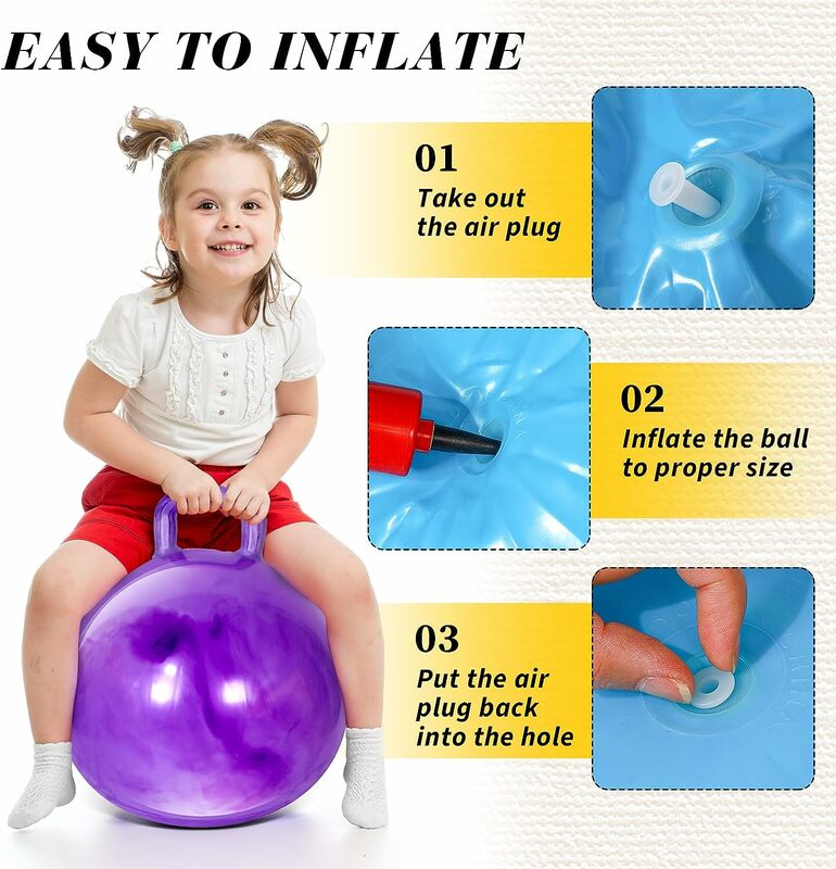 18" Hopper Ball with Handle Bouncing Ball Marble Bouncy Balls Hopping Toys Inflatable Hop Ball Jumping Ball for Boys Girls