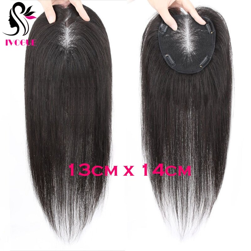 Breathable Swiss Lace Base Human Hair Topper with Air Bangs Hand Tied Black Lace Women Toupee with Clips In Fine Hair Piece