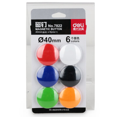 Deli 7822 40mm Whiteboard Magnetic Nail Magnetic Buckle Colourful Blackboard Stickers Teaching Tools Office Supplies