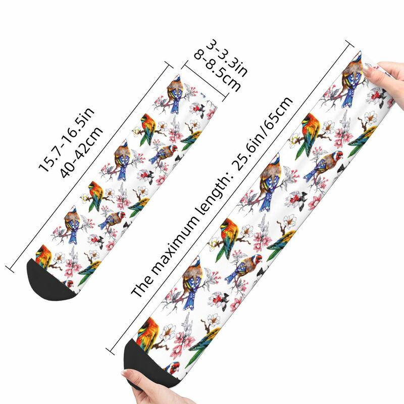Men's Beautiful Bird Sparrows Floral Vintage Socks Cotton Fashion Socks Harajuku Accessories Middle TubeSocks Little Small Gifts
