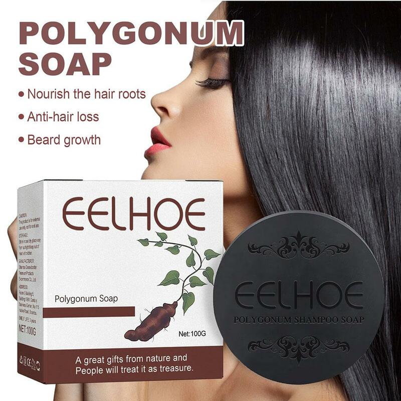 Шампунь для затемнения волос, мыло Polygonum Multiflorum Bar, быстрое эффективное восстанавливает естественный цвет волос, укрепляет питательные корни волос