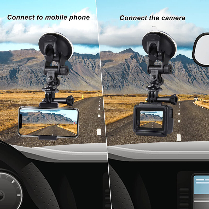 ถ้วยดูดกระจกรถยนต์ผู้ถือ Mount สำหรับ GoPro Hero 11 10 9 8 7 6 5 4 DJI OSMO กล้องถ่ายภาพสำหรับ iPhone สมาร์ทโฟน