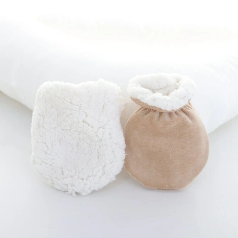 Baby Winter Mittens Soft Fleece Full Finger Gloves Warm Infant Gloves Newborn Anti-Grab Mittens for Cold Weather D7WF