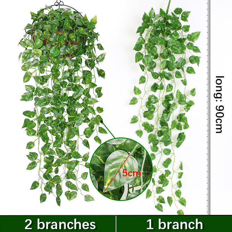 Sztuczna roślina winorośl ściana hustawka ratanowa liście gałęzie ogrodowa dekoracji domu plastikowy sztuczne jedwabne liść zielony bluszcz roślinny