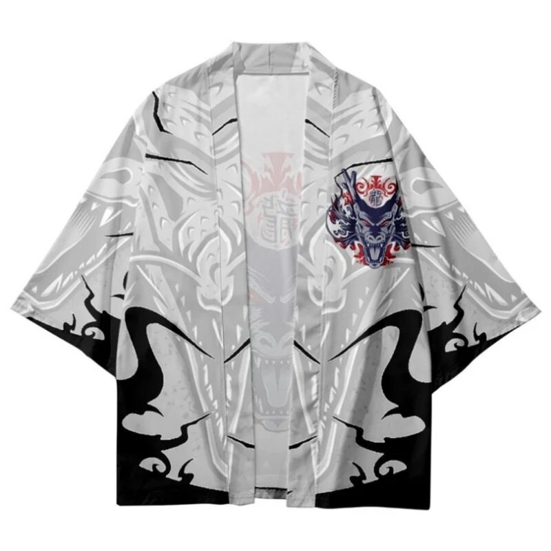 Kimono japonês Haori Yukata Cosplay para homens e mulheres, impressão 3D, manga curta, streetwear, moda verão