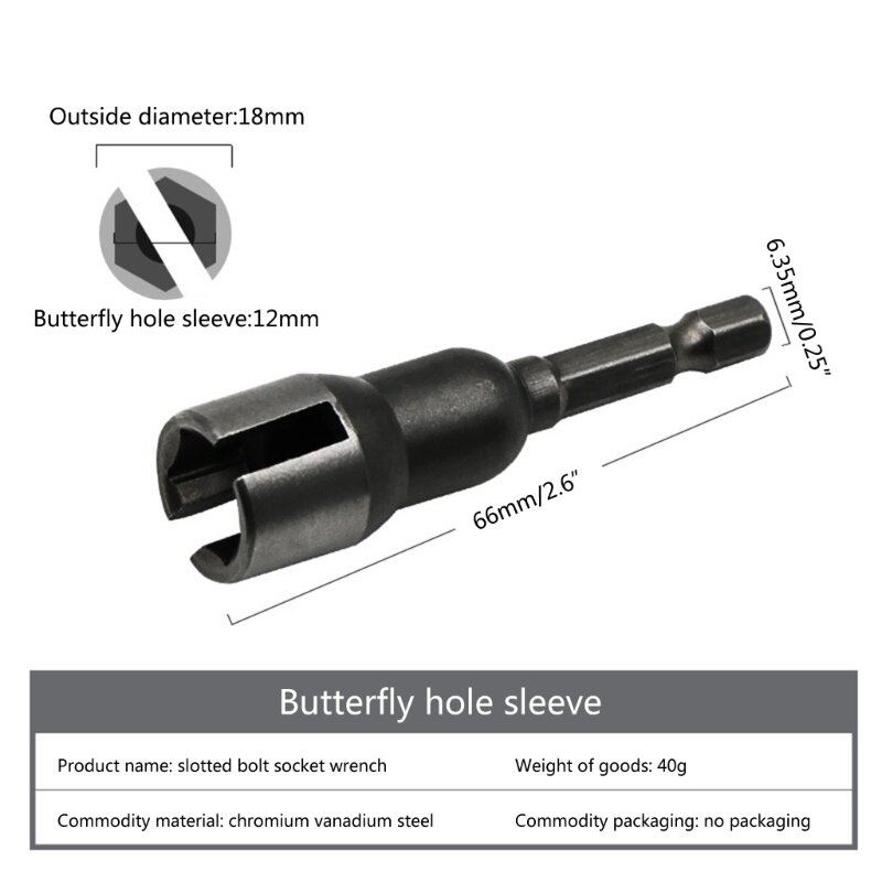 Болт-бабочка Торцевой ключ Шестигранная ручка Хвостовик Торцевая переходная гайка 6,35 мм