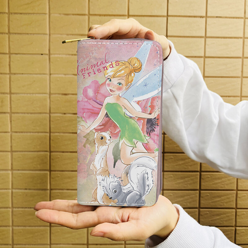 Disney Tinker Bell W5561 Anime Briefcases Wallet Cartoon Zipper Coin Bag Casual Purses Card Storage Handbag Gift